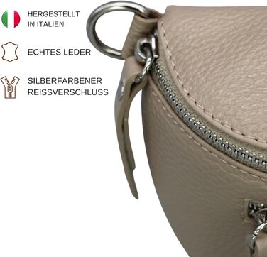 Жіноча сумка Brise Art Bauchtasche Lucia з натуральної шкіри: стильна поясна/кросбоді сумка з трьома відділеннями, зроблена в Італії (Чорний/Taupe)