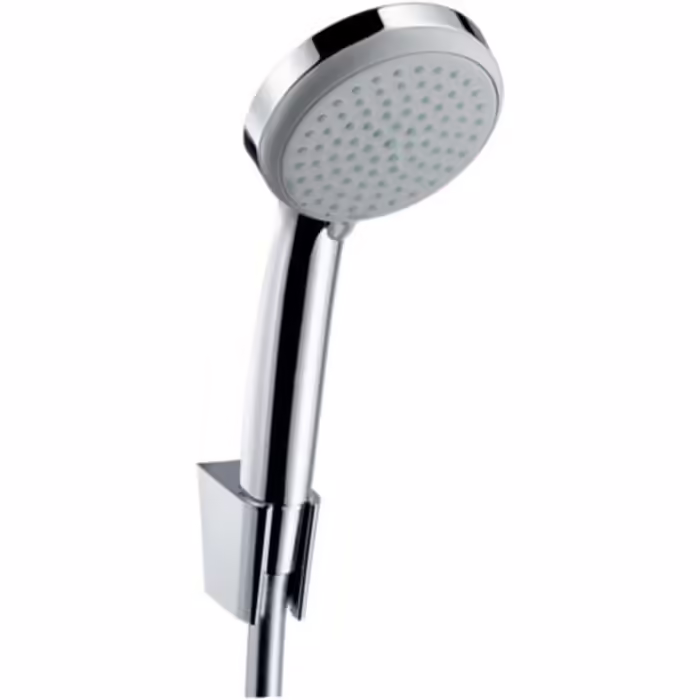 hansgrohe Croma 100 Showerhead including showerhead holder, 4 spray patterns, Chrome (Set with 1.60m shower hose)
