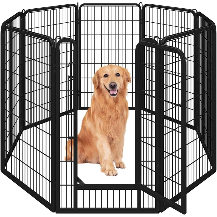Вольєр для цуценят Yaheetech 120 см, 16-секційний, чорний, з автоматичним замиканням, для квартири та саду