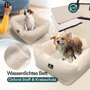 Bluzelle 2-in-1 Dog Car Seat & Bed - Oxford Fabric, Washable, Non-Slip - for Small & Medium Dogs
