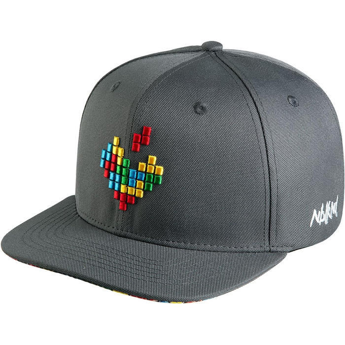 Кепка Nebelkind Snapback з піксельним дизайном, універсальний розмір, регульована, unisex, якісна бейсболка в стилі streetwear, ретро, сіра, багатокольорова