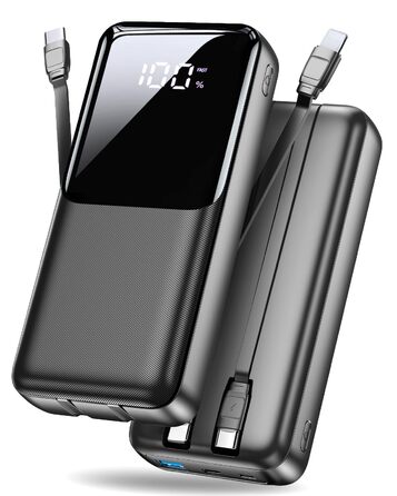 Power Bank 40000mAh 22.5W PD USB-C: Зовнішній акумулятор з 3 портами та 2 кабелями, сумісний з iPhone, Android