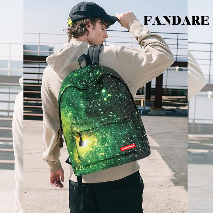 Шкільний рюкзак FANDARE Galaxy для хлопчиків та дівчаток з пеналом, 14-дюймовий відділ для ноутбука, зелений, для підлітків та дітей