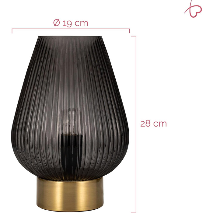 Настільна лампа Pauleen 48158 Crystal Gloom з кришталевим декором, антрацитова, E27, 40W, димчасте скло/латунь