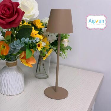 Aipsun LED настільна лампа на акумуляторі, бежева, 6000mAh, регульоване світло (2700K-6000K), з водонепроникністю IP54, з алюмінію, для ресторану, спальні, бару, кемпінгу (2 шт.)