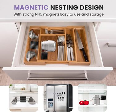 Magnetic Measuring Cup and Spoon Set, Durable 304 Stainless Steel, Double Measuring Markings, 16-Piece Set with Leveler for Measuring Dry and Liquid Ingredients (Color)