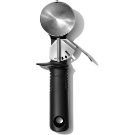 OXO Good Grips Ергономічна ложка для морозива з виштовхувачем – нержавіюча сталь – 11,7 x 26,7 см, чорний тригер
