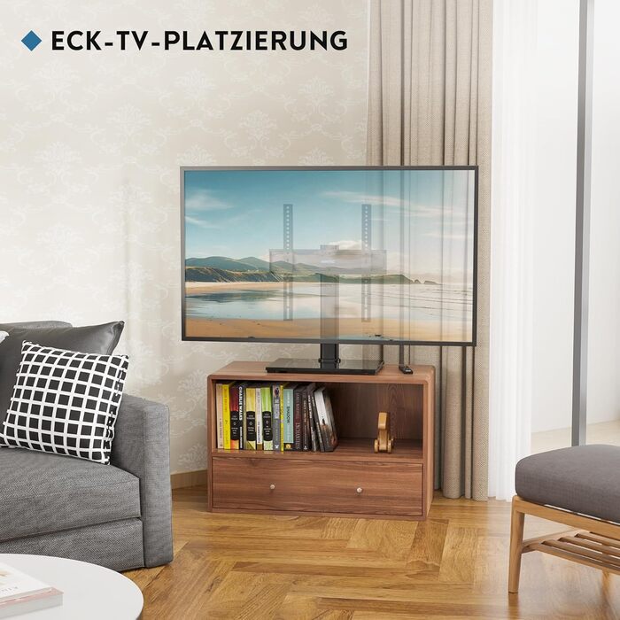 Підставка для телевізора BONTEC, регульована по висоті, поворотна, для LCD LED OLED телевізорів 24-60 дюймів, до 45 кг, VESA 400x400, універсальна, з кабелеуправлінням, чорна