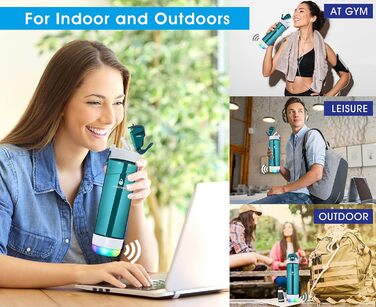 Розумна пляшка для води з нагадуванням, LED-підсвітка та звуковий сигнал Hydrate Glow 750 мл, мотиваційна пляшка для пиття (зелена)