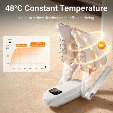 Електричний сушильник для взуття 2 пари, з таймером 1/3/6 год та 2 швидкостями, UV-лампа, складаний дизайн, для взуття, рукавичок, шапок, шкарпеток, лижних черевиків