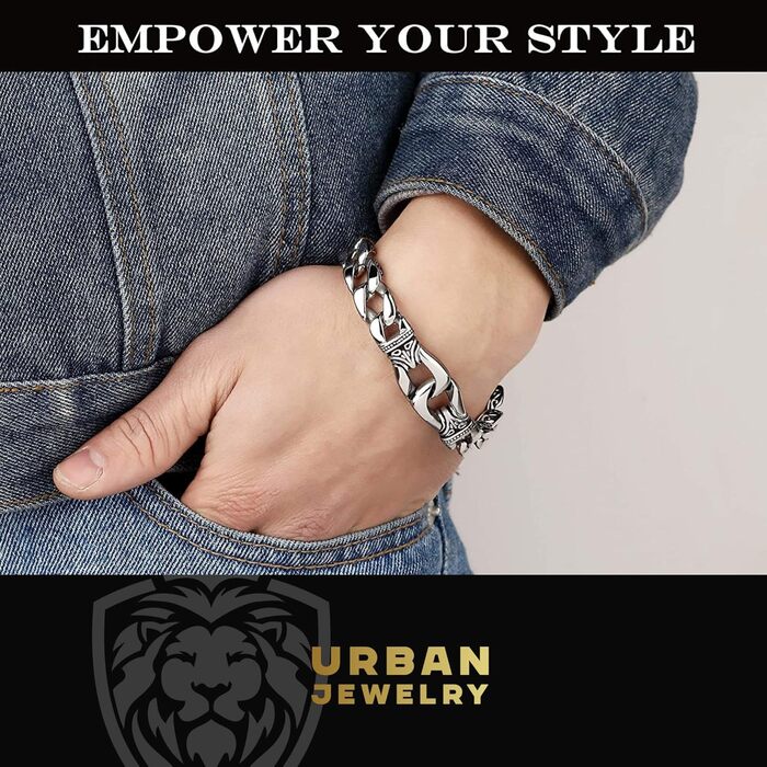 Чоловічий браслет URBAN JEWELRY з нержавіючої сталі, чорний, 23 см (з подарунковою коробкою бренду)