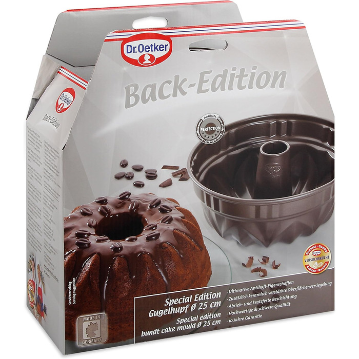 Dr. Oetker Gugelhupf 25 cm Baking Mold BACK-EDITION, round baking pan with leak-proof rim, Bundt pan with non-stick coating (Color: Brown), Quantity: 1 piece