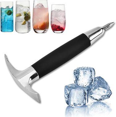 Stainless steel ice pick and three-pronged ice pick, ice crushing tool for home, kitchen, bartender, bar, cocktail, ice crusher, refrigerator freezer de-icer