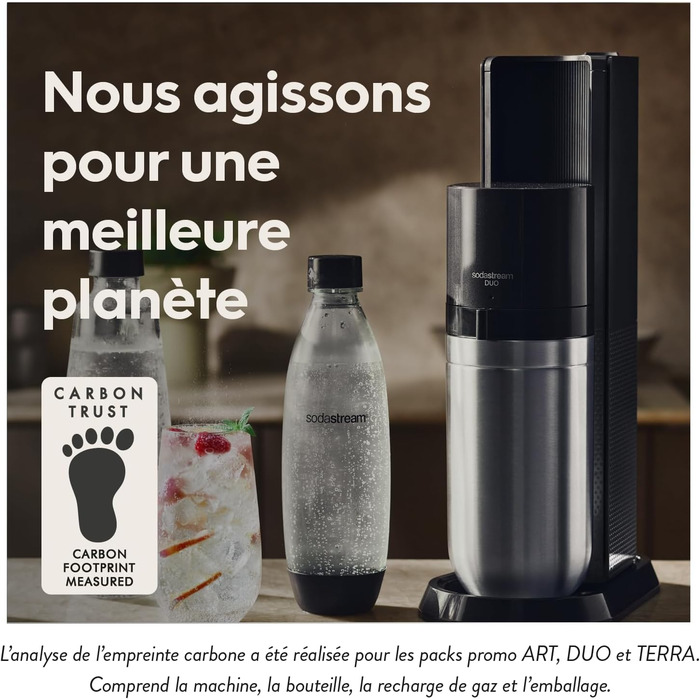 SodaStream DUO комплект: карбонізатор для води з циліндром CO2, 2 скляні пляшки 1л та 1 пластикова 1л (Titan)