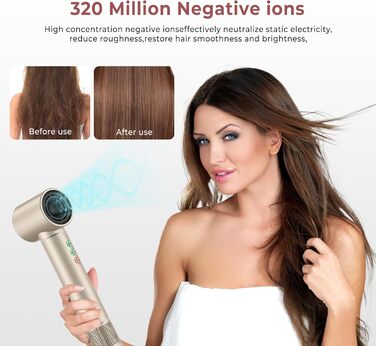 Air Styler 7 в 1: Фен-щітка, фен-щітка з дифузором, плойка для локонів, об'єм та укладка волосся, 1300W, 110000 обертів/хв