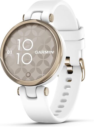 Смарт-годинник Garmin Lily™ з сенсорним екраном та унікальним дизайном, світло-золотистий колір, білий шкіряний ремінець