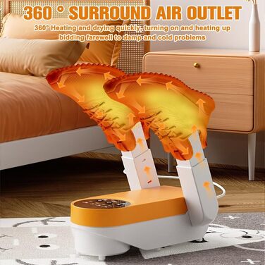 Електричний сушильник для взуття та рукавичок: телескопічний, з таймером, для взуття, черевиків, гірськолижних черевиків (помаранчевий)