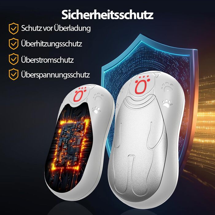 Електричний гріє для рук OUTJUT 2 шт., 12000mAh з магнітом, USB, для спорту на відкритому повітрі, бічне нагрівання, білий