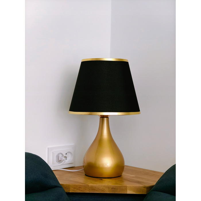 Сенсорна настільна нічна лампа з абажуром, LED, золотиста