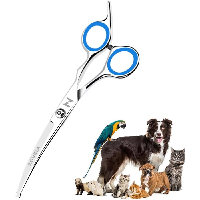 Набір для грумінгу собак та котів: професійні ножиці для стрижки та підстригання шерсті з шкіряною сумкою, нержавіюча сталь