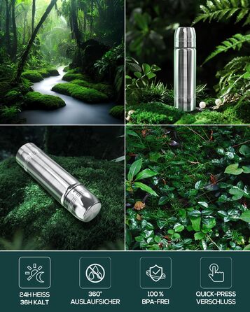 Термокружка-термос з нержавіючої сталі, 350мл/500мл/750мл, подвійні стінки, BPA-Free, для спорту та відпочинку