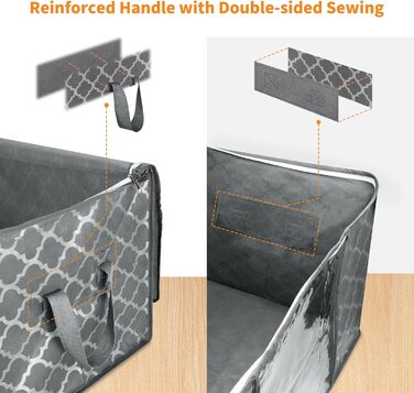 6 містких мішків для зберігання одягу Budding Joy 90л з кришкою, для переїзду та зберігання, квітковий принт