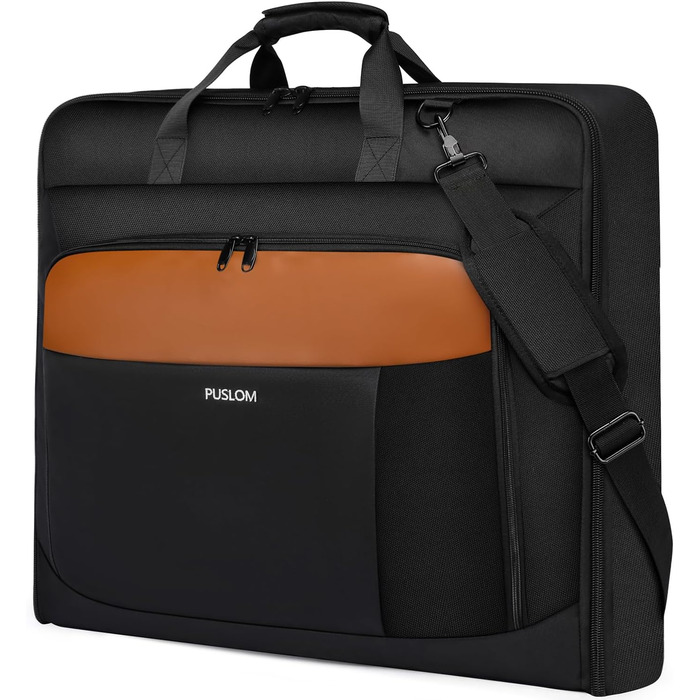 Garment Bag for Men - 40 Inch Carry-on for Up to 3 Suits, 2-in-1 Hanging Suitcase, Foldable Travel Duffel Bag for Business, 15.6 Inch Laptops - (Black-Brown)
