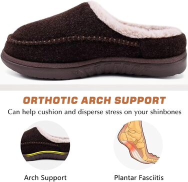 Чоловічі капці KuaiLu з піною з пам'яті, зручні, ручної роботи, з мікрозамшею, Slip-On, з підтримкою склепіння стопи, з теплим штучним хутром, гумова підошва, для дому та вулиці (41 EU, Колір: Коричневий)
