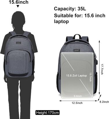 Шкільний рюкзак для хлопчиків та дівчаток-підлітків, рюкзак чоловічий жіночий, Daypack для ноутбука 15.6