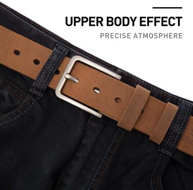 Чоловічий шкіряний ремінь BISON DENIM: стильний аксесуар для джинсів та ділового стилю (38 мм, W71811-brown)