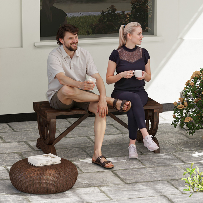 Outsunny дерев'яна лавка для саду, стійка до погодних умов, 98 x 50 x 39,5 см, рустикальна лавка для саду, довговічна та стильна