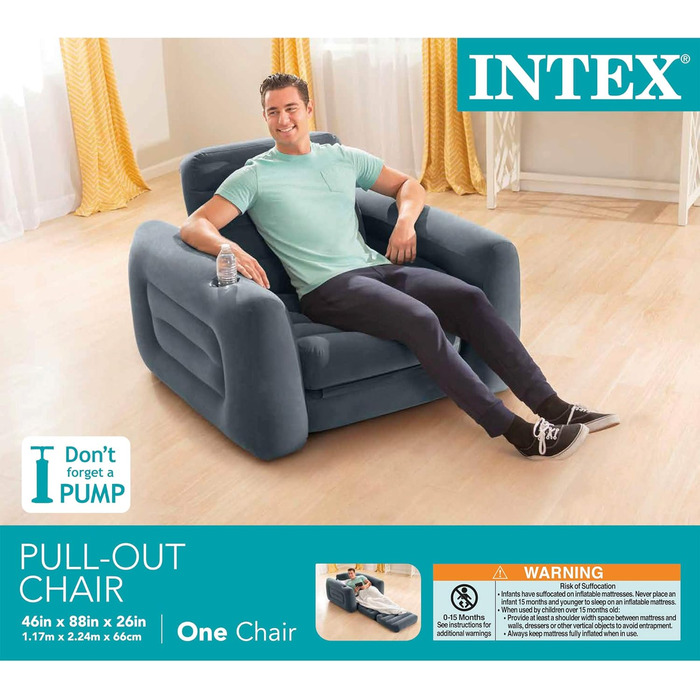 Надувне крісло-ліжко Intex, розкладне, двоспальне