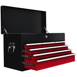 HOMCOM Tool Case Tool Box with 6 Drawers, Lock, Tool Box Handle, Tool Chest, Steel, Red+Black, 60x26x34cm | Aosom