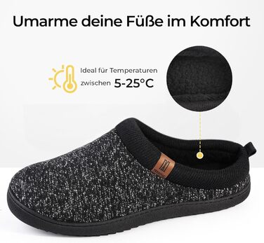 Чоловічі домашні тапочки MERRIMAC з піною Memory Foam, чорні, 43/44 EU