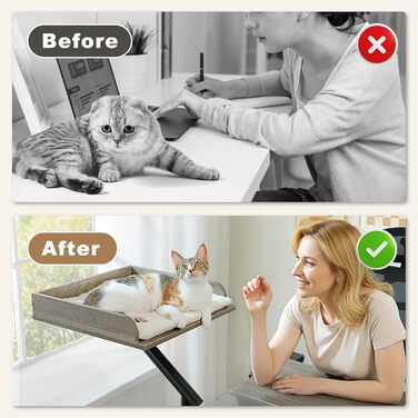 Кігтечка-ліжко для котів PAWZ Road з інтерактивним м'ячиком, крутиться на 360°, підходить для ваги до 22.5 кг (сірий, прямокутне дерев'яне ліжко)