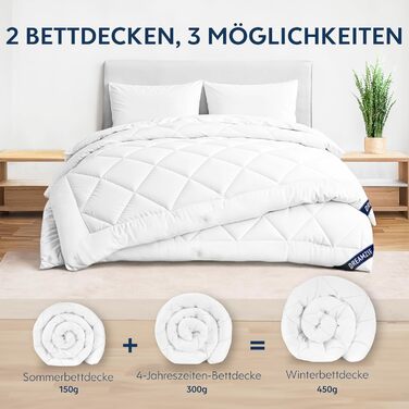 Dreamzie Bedspread 240x220 4 Seasons 2-Piece - Summer Blanket 240x220 150gsm + All-Season Blanket 240 x 220 300gsm = Winter Blanket 450gsm 220 x 240 cm