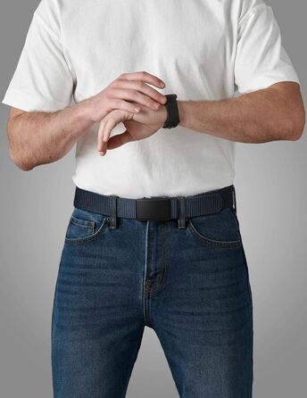 Чоловічий ремінь JUKMO Automatik з нейлону, ширина 3.8 см, з регулюванням, розмір M (91-105 см), довжина 125 см, колір: синій