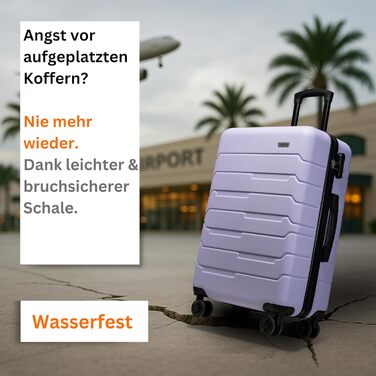 Чемодан NOWI Bergamo: водостійкий, 8 коліс, 360°, телескопічна ручка, повне оздоблення всередині (L, фіолетовий)