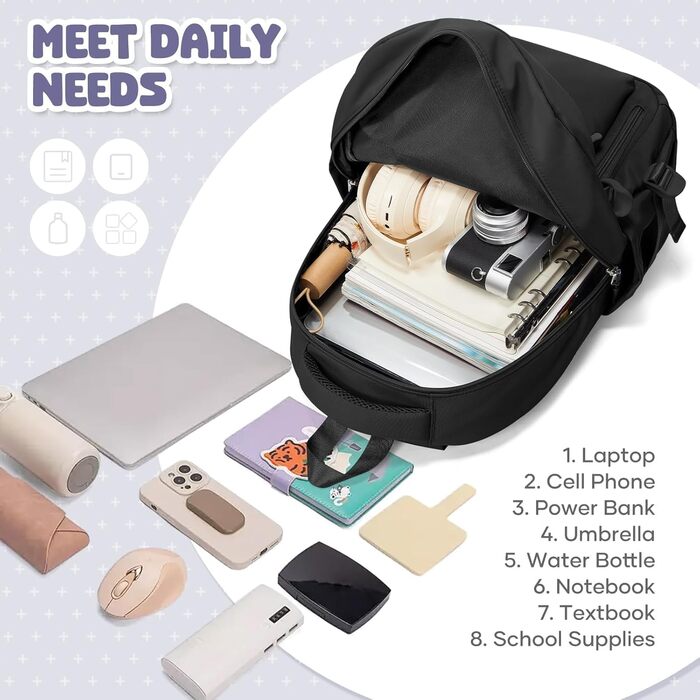 Шкільний рюкзак HYC00 для дівчаток та хлопчиків-підлітків, водонепроникний, для ноутбука 14 дюймів, casual, для подорожей та навчання, кольори: M4-зелений, M1-чорний