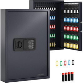 Шкафчик для ключів ACROPAQ з кодовим замком – на 100 ключів, з 100 брелоками, з електронним захистом. Великий сейф для ключів, кодовий замок, ключовий сейф