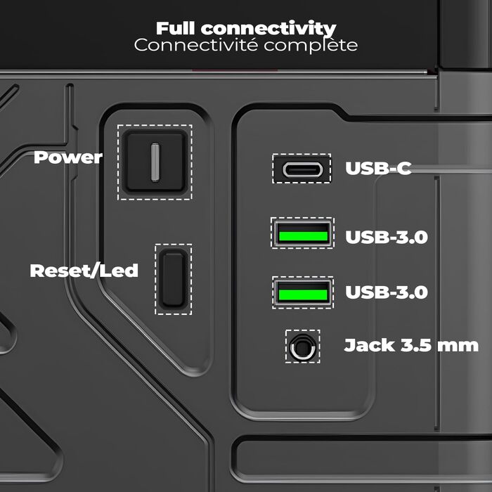 Корпус для ПК Empire Gaming ECM252 Mid Tower з цифровим дисплеєм (температура CPU/GPU, RPM) - 3 ARGB вентилятори - ATX/Micro-ATX/ITX - USB C (Чорний)