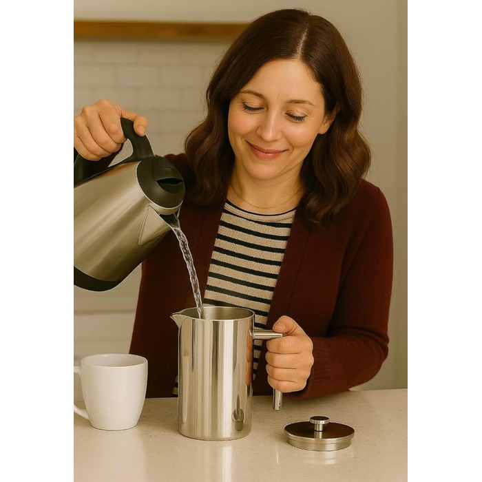 Френч-прес VIA CREMA скляний/нержавіюча сталь 800/1000 мл