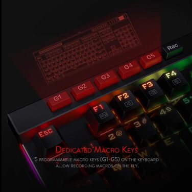 Redragon K580 PRO - Бездротова ігрова механічна клавіатура RGB з 104 клавішами, Hot-Swap, макрос, керування медіа та блакитними перемикачами