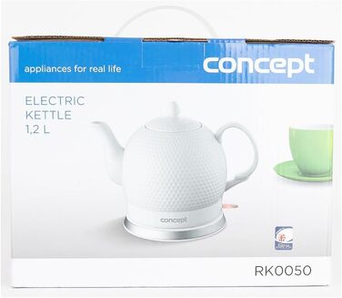 Concept Golf RK0050 Electric Kettle - Ceramic 1.2L, White - 3D Golf Ball Design
