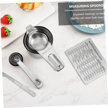HOMSFOU 15st Measuring Spoon Conversion Chart Metal Measuring Spoons Measuring Scale Measurement Metal Measuring Espresso Spoon Baking Espresso Measuring Cup Stainless Steel Multi-Purpose 3-Piece Set