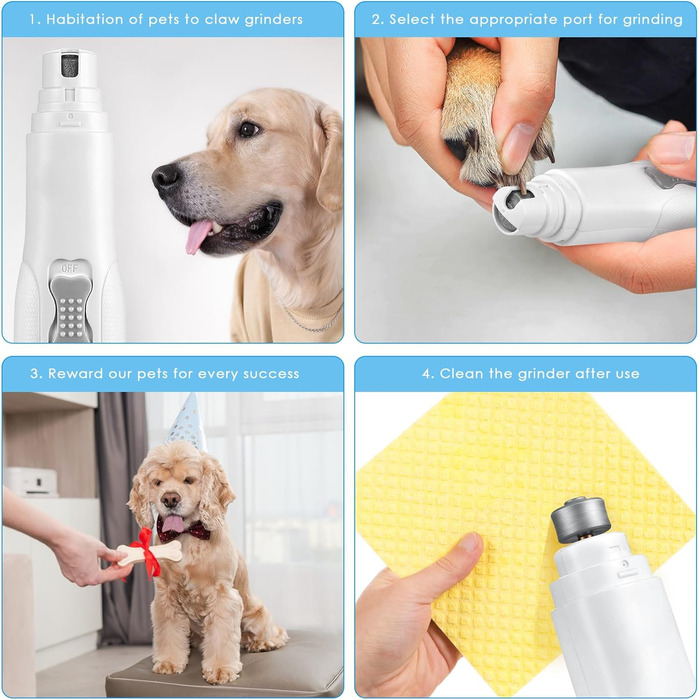 Електричний точило для собачих кігтів Brifit - тихий, для малих, середніх та великих собак, білий/сріблястий