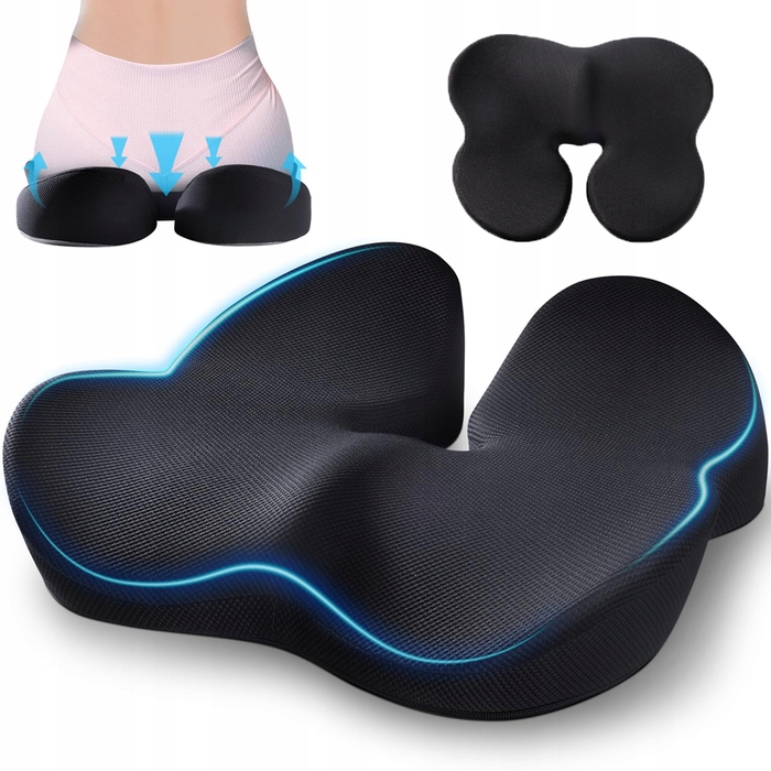 Ортопедична подушка для сидіння з ефектом пам'яті (Memory Foam) для офісного крісла та стільця