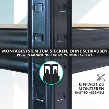 OfficeMarshal Heavy-Duty Shelving Unit - Black (150 x 75 x 30 cm)