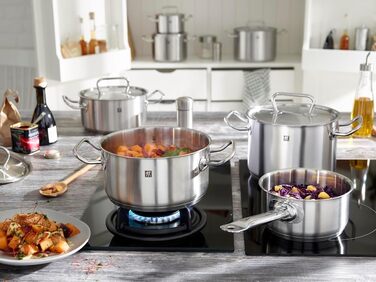 Набір каструль Zwilling Twin Classic з нержавіючої сталі, 5 предметів, індукційні, з 4 кришками