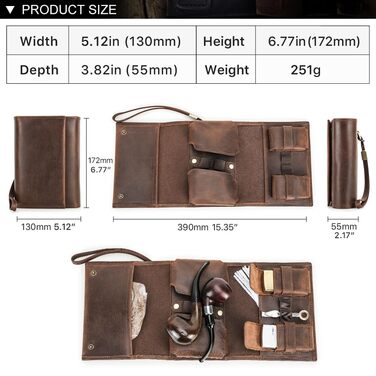 Органайзер для тютюну та аксесуарів Contacts: футляр для 2 трубок, запальнички, сигарет (справжня шкіра)